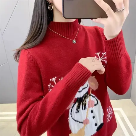 本命年龙年衣服加厚红色毛衣女款2024新款冬季爆款秋冬内搭打底衫图片