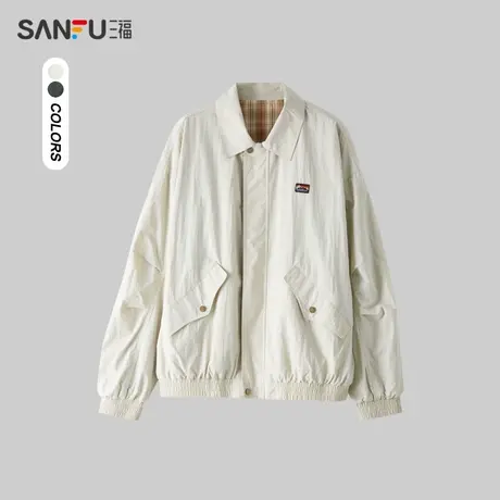 三福2024春季男士双面可穿夹克 日系户外翻领外套男482216商品大图