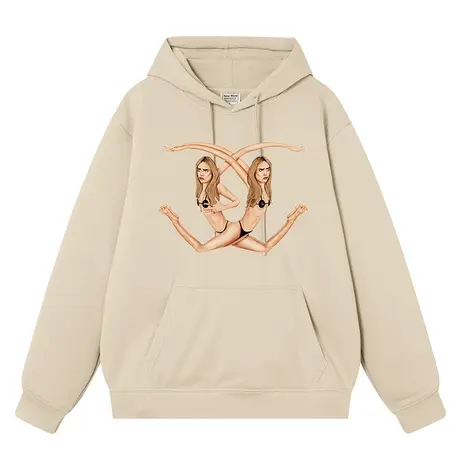 秀洛恶搞明星周边衣服cara卡拉迪瓦伊连帽卫衣男潮流美式秋冬衣服商品大图