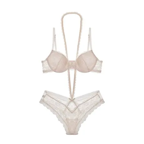 氛围感法式性感御姐纯欲风蕾丝内衣内裤挂脖套装商品大图