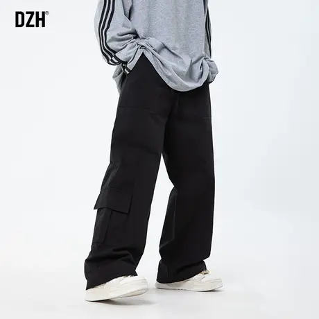 男士黑色工装裤潮牌男痞帅高级感裤子美式高街春季男裤休闲直筒裤商品大图