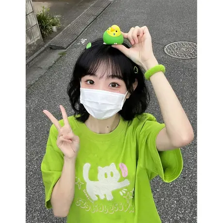 纯棉设计感小众短袖t恤女夏季2023新款宽松小个子洋气减龄上衣服图片