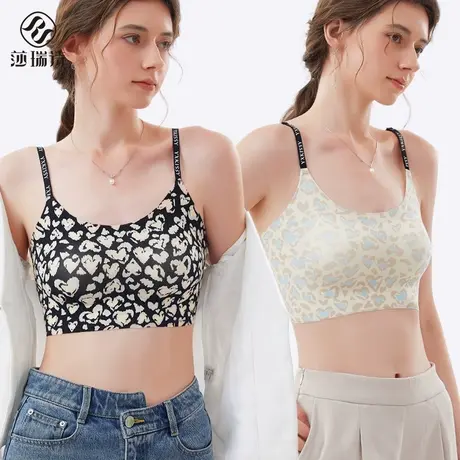 无痕美背内衣女2025夏新款豹纹性感薄款无钢圈吊带运动背心式文胸商品大图