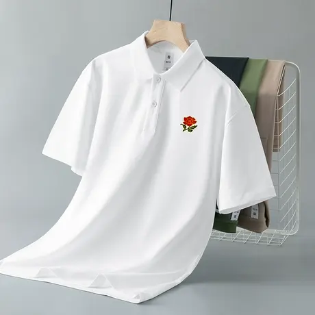 翻领t恤男士短袖2023新款冰丝凉感polo衫保罗有领白色上衣服半袖商品大图