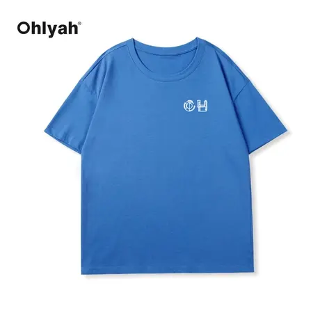 Ohlyah莱茵蓝短袖t恤女宽松简约上衣2023新款设计感小众班服定制商品大图