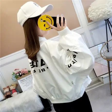 外套女2023春季新款宽松休闲上衣韩版春秋时尚短款白色夹克棒球服商品大图