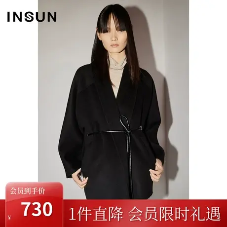 [自然环保]恩裳COVER2022冬季纯羊毛大衣保暖翻领毛呢外套女图片