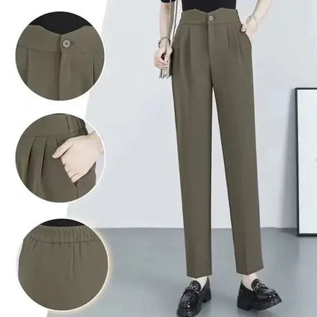 裤子女2023新款烟管裤哈伦小个子九分女裤秋冬秋季春秋休闲西装裤图片