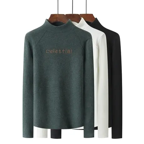 高领德绒打底衫长袖t恤女秋冬保暖内搭设计感小众加绒加厚上衣服商品大图