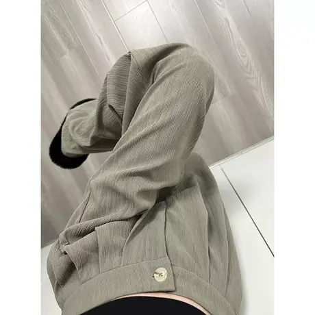 西装裤女夏季宽松小个子高级感高腰显瘦直筒休闲阔腿垂感拖地长裤图片