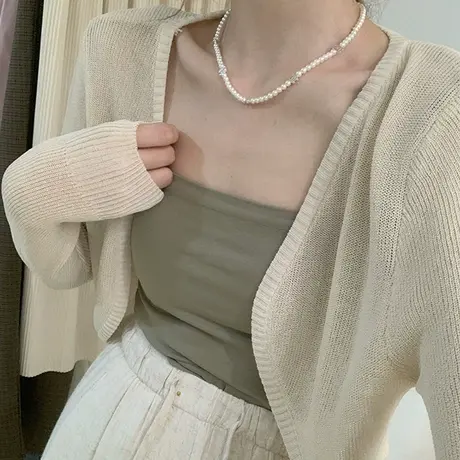 冰丝针织防晒开衫女夏季2023新款薄款气质外搭短款披肩外套上衣潮图片