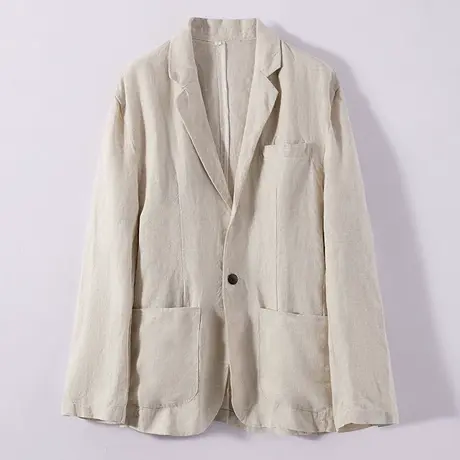 亚麻小西服男春秋季薄款青年外套单西休闲外套男士上衣潮流西装商品大图