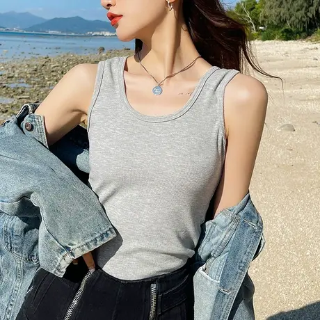 网红爆款美背短款小吊带运动背心女夏韩版内搭打底露脐上衣外穿潮商品大图