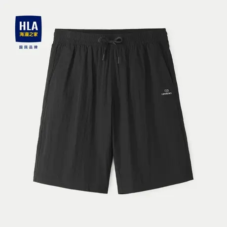 HLA/海澜之家弹力速干休闲中裤24春夏新中腰直筒系带印花五分裤男图片