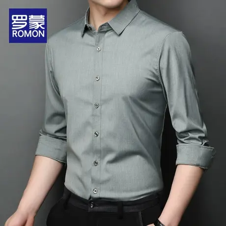 罗蒙春季易打理长袖衬衫男2024新款弹力免烫商务休闲工装衬衣春秋图片