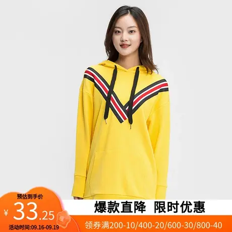 艾格秋女装韩版百搭休闲个性宽松长款套头连帽卫衣Y94商品大图