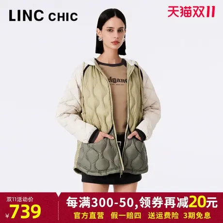 LINCCHIC金羽杰羽绒服女2023年秋新款轻薄连帽羽绒罩衫Y23802179商品大图
