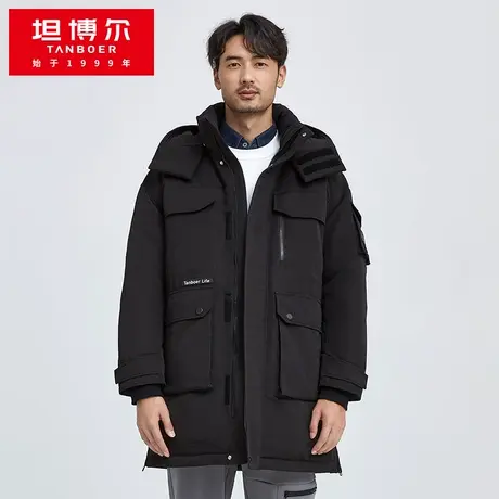 坦博尔男士羽绒服冬工装中长款韩版大口袋保暖加厚外套冬商品大图