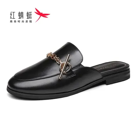 红蜻蜓女鞋牛皮拖鞋女外穿春夏百搭半拖鞋凉鞋拖鞋两穿女商品大图