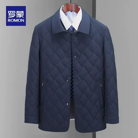 罗蒙男士翻领棉衣2023冬季新款休闲百搭爸爸装保暖棉服中年外套男图片