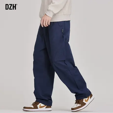 男士蓝色裤子日系慵懒坠感宽松直筒裤男秋季休闲裤工装裤潮牌男裤商品大图