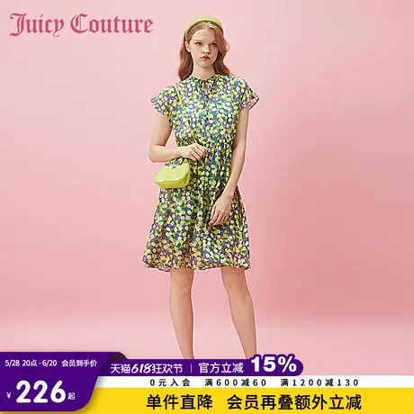 Juicy Couture橘滋春夏新款连衣裙短袖梭织碎花裙温柔甜美风女图片