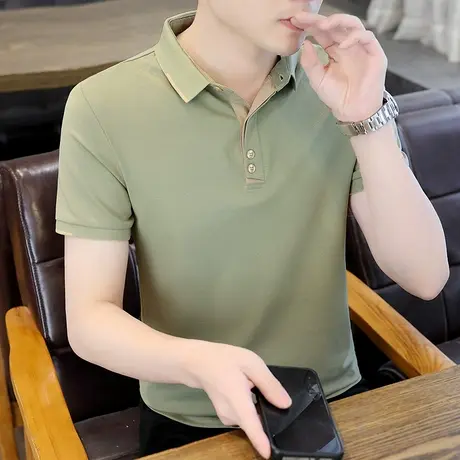polo衫男士短袖夏季2025新款翻领保罗t恤成熟稳重半袖男装上衣服商品大图