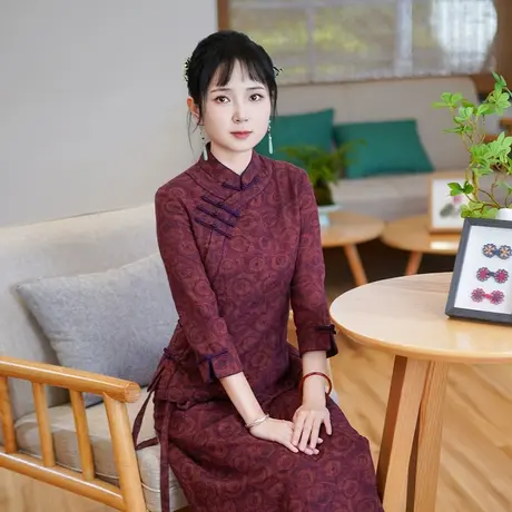 筠雅秋季新款中国风收腰显瘦唐装上衣年轻款盘扣新中式女装24J269商品大图
