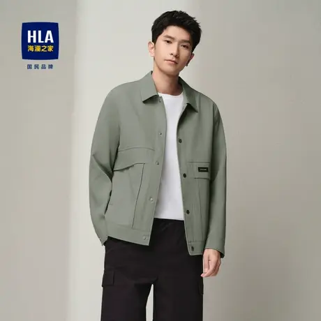 HLA/海澜之家撞色小标夹克春夏纯色翻领休闲风外套男商品大图