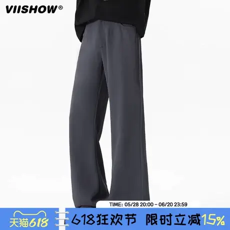 VIISHOW夏季新款美式休闲阔腿直筒西裤男款潮牌宽松休闲长裤子男商品大图