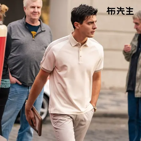 MrBu布先生商务时尚拼接polo男2025春夏凉感科技翻领短袖AT16078商品大图