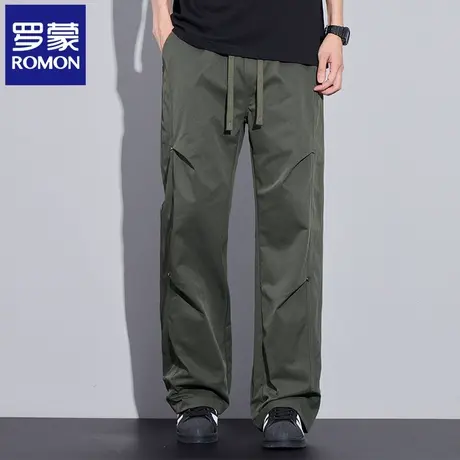 罗蒙男士休闲裤2025春季新款宽松直筒裤男潮牌青年运动伞兵裤N1Z图片