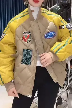 气质冬季棉服女2023新款创意多标设计长袖拉链宽松时尚百搭棉外套图片