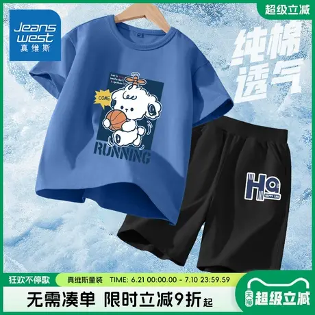 真维斯童装男童夏季套装儿童纯棉休闲短袖t恤中大童户外运动衣服图片