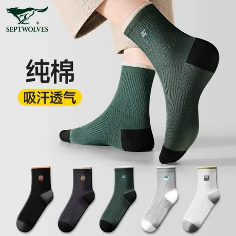 七匹狼男士袜子男款中筒袜秋冬纯棉吸汗防臭透气男生运动袜春夏季商品大图