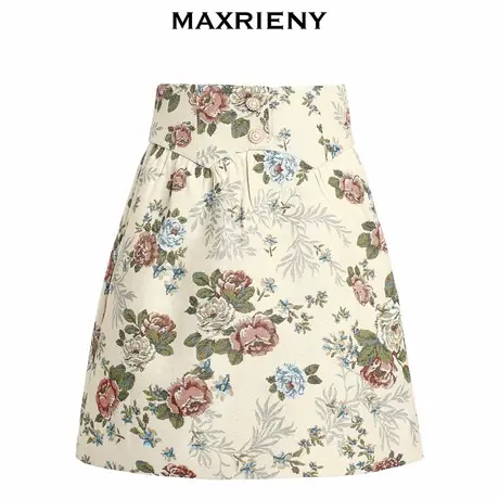 【奥莱】MAXRIENY复古提花短裙女春款高腰包臀半身裙修身图片