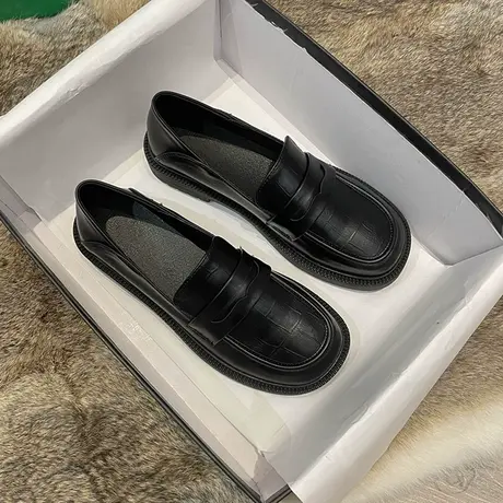 百搭复古英伦风小皮鞋女春秋季单鞋2023年新款软平底乐福鞋一脚蹬商品大图