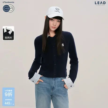 【tombonia联名】乐町商场同款撞色衬衫领正肩针织衫女C2EDF3338图片
