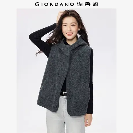 佐丹奴毛绒绒马甲女秋冬新款泰迪绒保暖休闲连帽背心外套05375869商品大图
