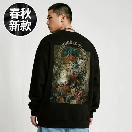 【大码男装】200-300斤大码男装潮男复古加肥加大码圆领卫衣秋季商品大图