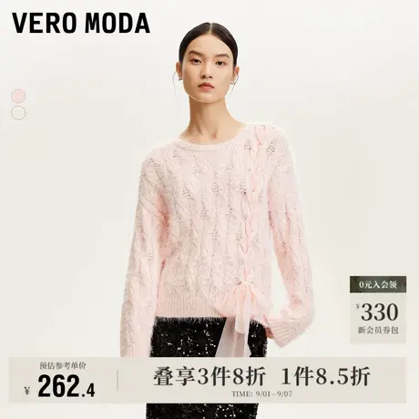 Vero Moda奥莱针织衫女秋冬绞花落肩圆领上衣甜美毛衣百搭流行商品大图
