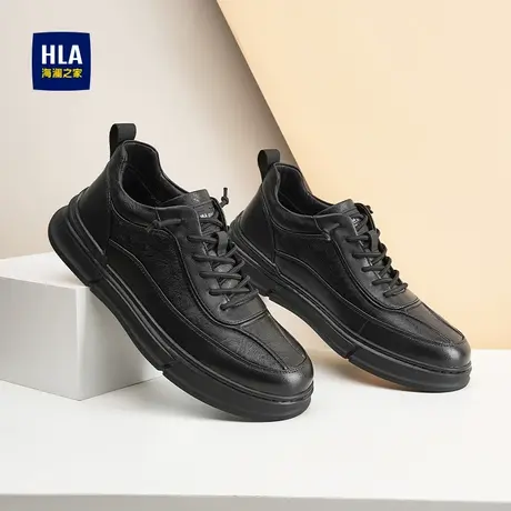 HLA/海澜之家男鞋新款秋季拼接时尚通勤免系带皮鞋百搭耐磨休闲鞋商品大图
