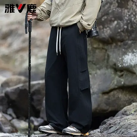 雅鹿2026春季新款男女款户外工装休闲阔腿弯刀裤时尚潮牌机能长裤商品大图