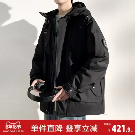 唐狮2026秋冬男短款连帽棉服休闲日常宽松百搭时尚流行夹棉外套图片