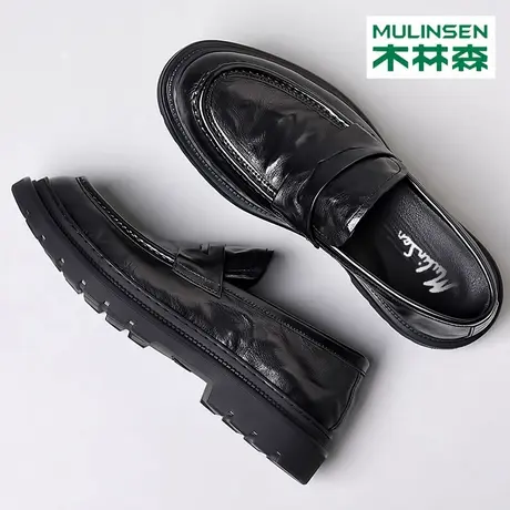 木林森休闲皮鞋男款正装商务皮鞋上班百搭真皮增高新郎结婚男皮鞋商品大图