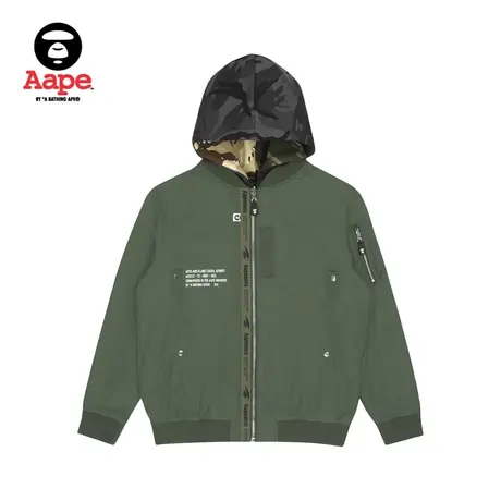 Aape旗舰店男装秋冬字母印花多色迷彩拼接双面穿连帽外套7499XAI商品大图