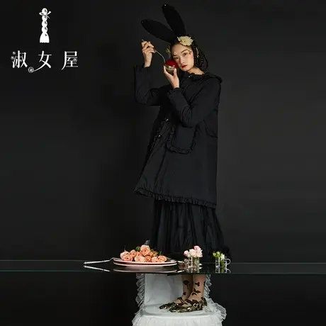 淑女屋官方旗舰店2022新品高级设计上衣荷叶边大口袋棉服秋冬女士图片