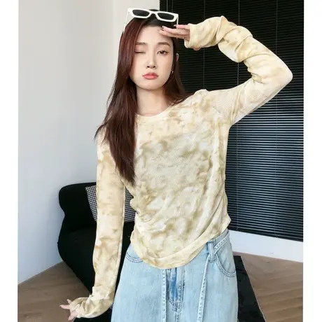 尔给修身薄款透气防晒衣女款夏季2023新款长袖短款网纱上衣T恤女图片