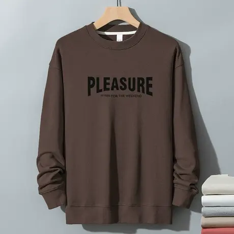 350g重磅卫衣男秋冬款摇粒绒保暖无帽长袖t恤加绒加厚圆领打底衫商品大图