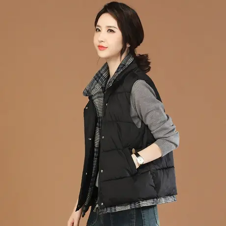 韩潮袭人坎肩立领假两件棉马甲女2023冬季新款休闲无袖马夹外套图片